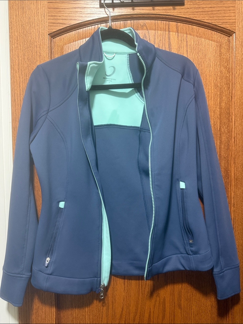 Women’s Navy Blue Utility Jacket with Mint Contrast Lining